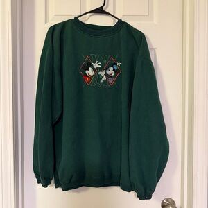 Disney Green Sweatshirt with Mickey and Minnie Design